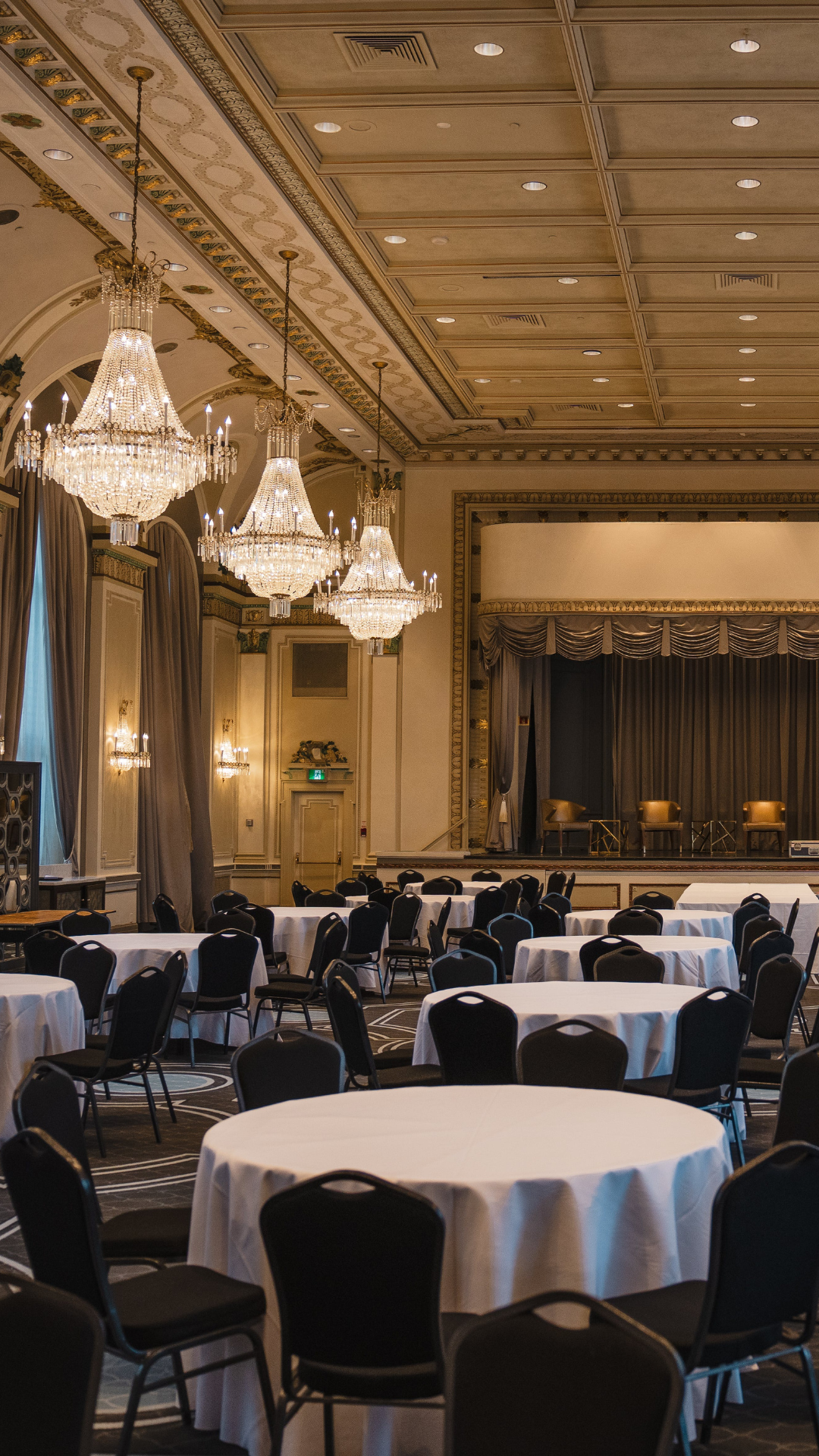 Grand ballroom restaurant setup